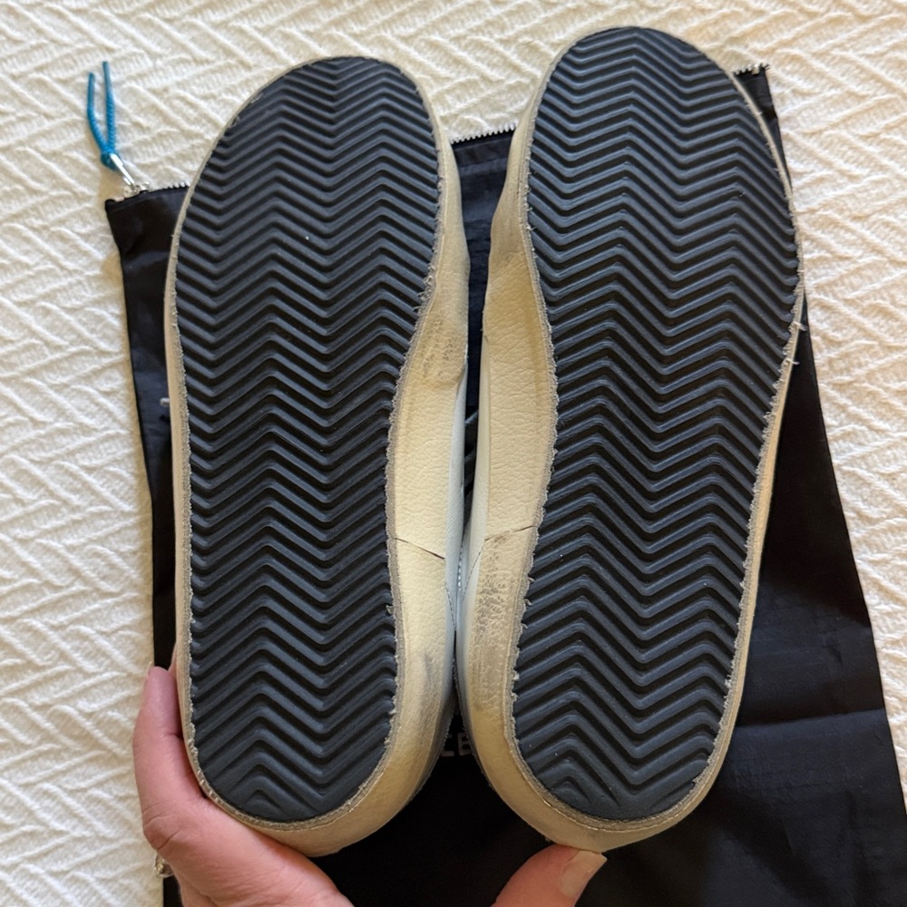 Golden Goose White Leather Sneakers with Gray Accents - Picture 3 of 4